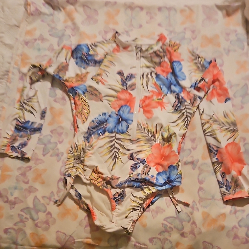 Kid's Floral Long Sleeve Swimsuit